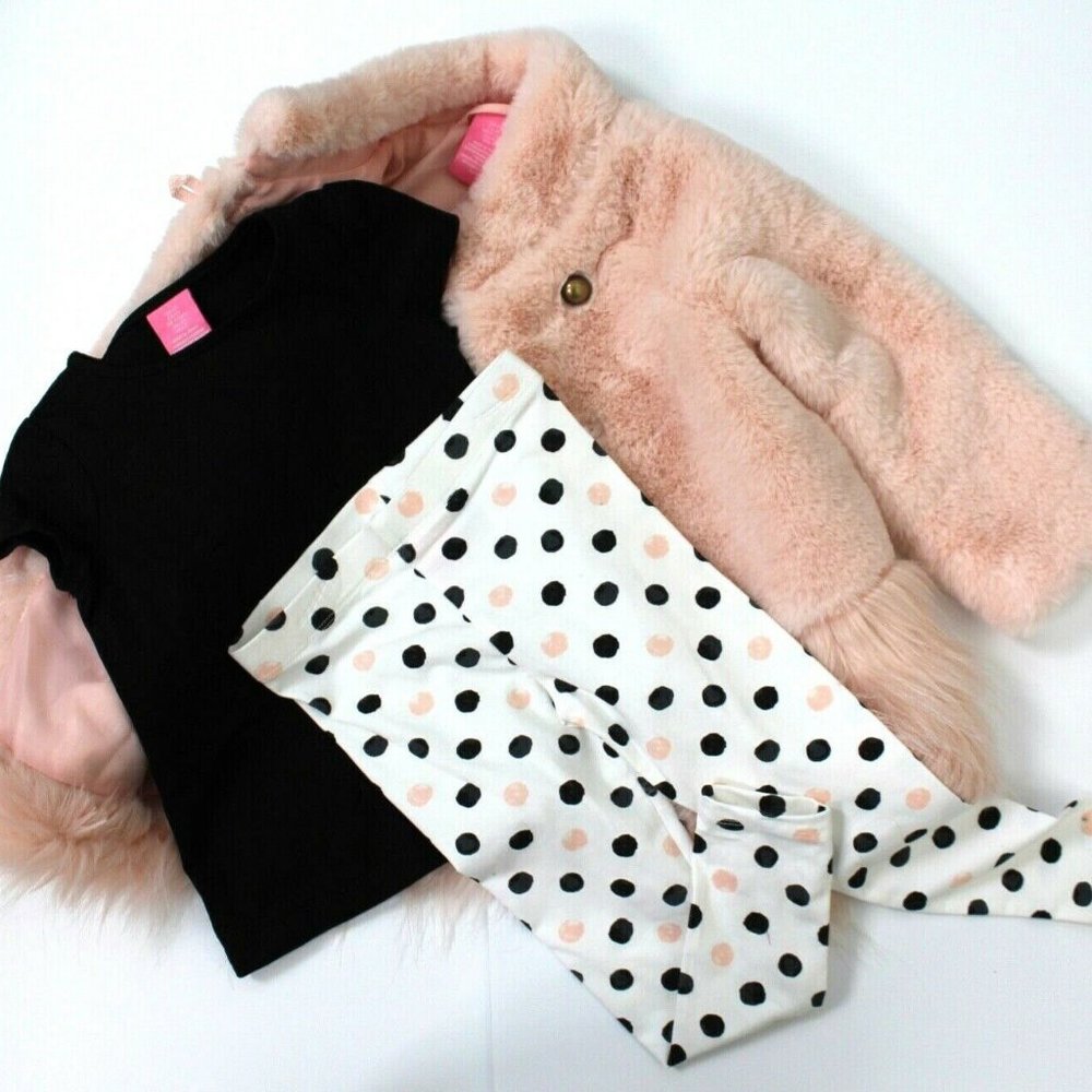 Isaac Mizrahi 3Pc Faux Fur Jacket Top Tight Set Size 2T